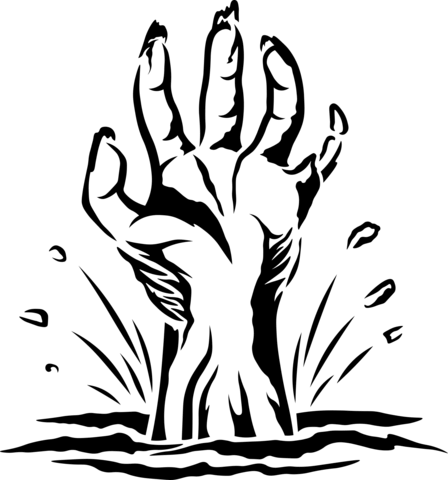 Zombie Hand Coloring Page